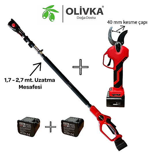 Olivka AES40 Akülü Budama Makası 40 mm ve Uzatma Sapı